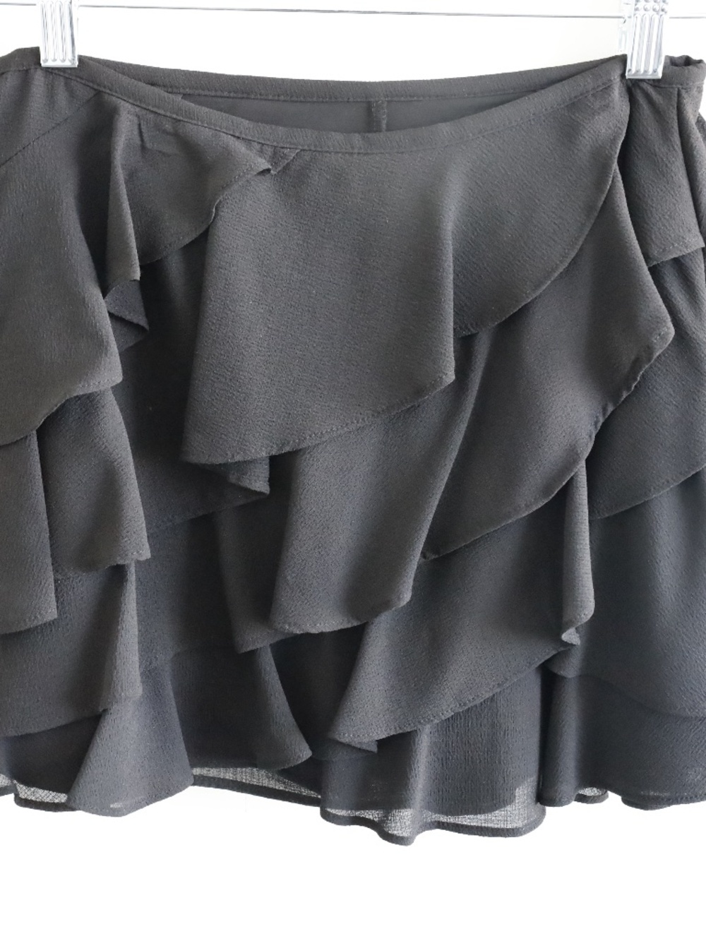 Zara Black Layered Ruffle Mini Skort Wrap Tie